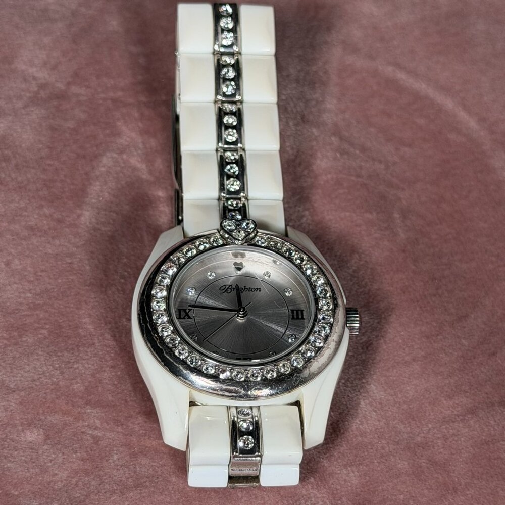 Brighton Dana Point White Link Watch with Swarovski Crystals β Needs Battery - Picture 4 of 12